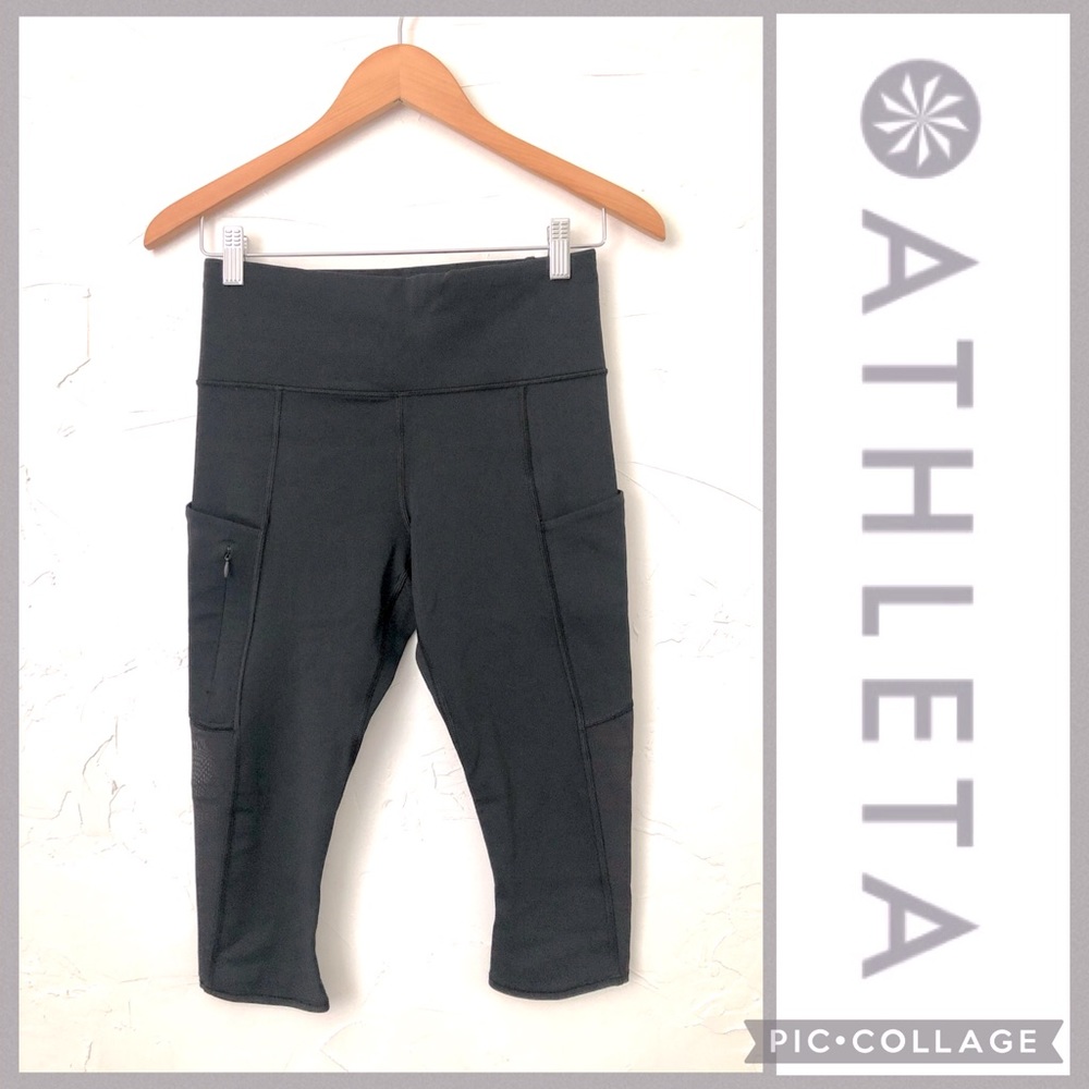 Athleta Crop Mesh Leggings Sz. S, Like New, Black